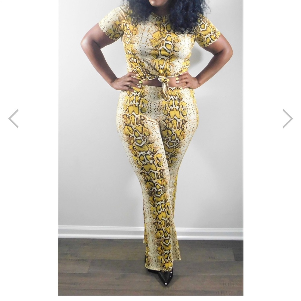 Two piece snake skin pants set